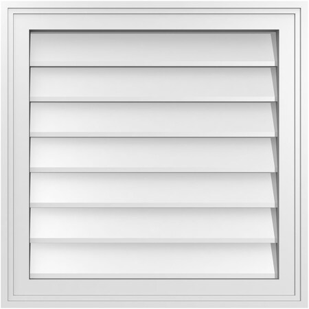 Ekena Millwork Vertical Surface Mount PVC Gable Vnt: Non-Functional, w/2"W x 1-1/2"H, Brickmould Frame, 22"W x 22"H GVPVE22X2202SN